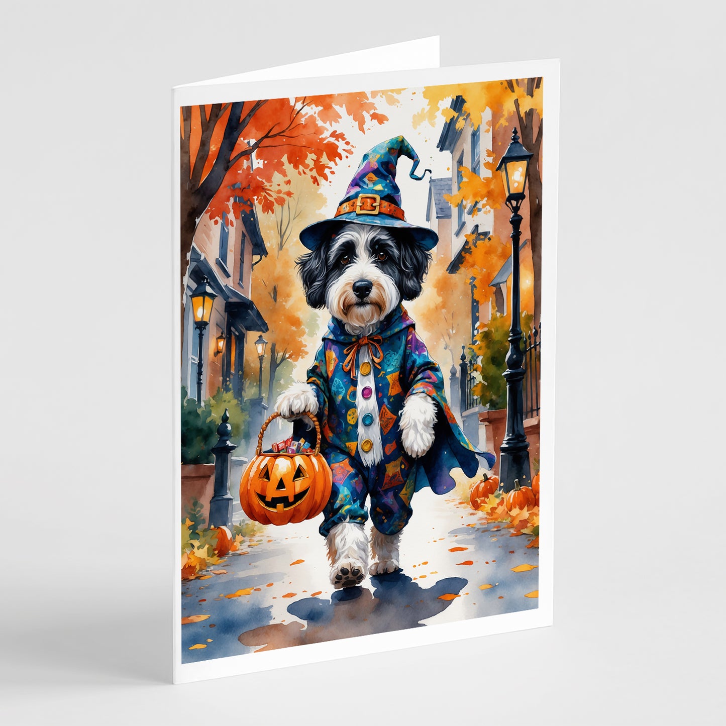 Buy this Bernedoodle Halloween Trick or Treat Greeting Cards Pack of 8