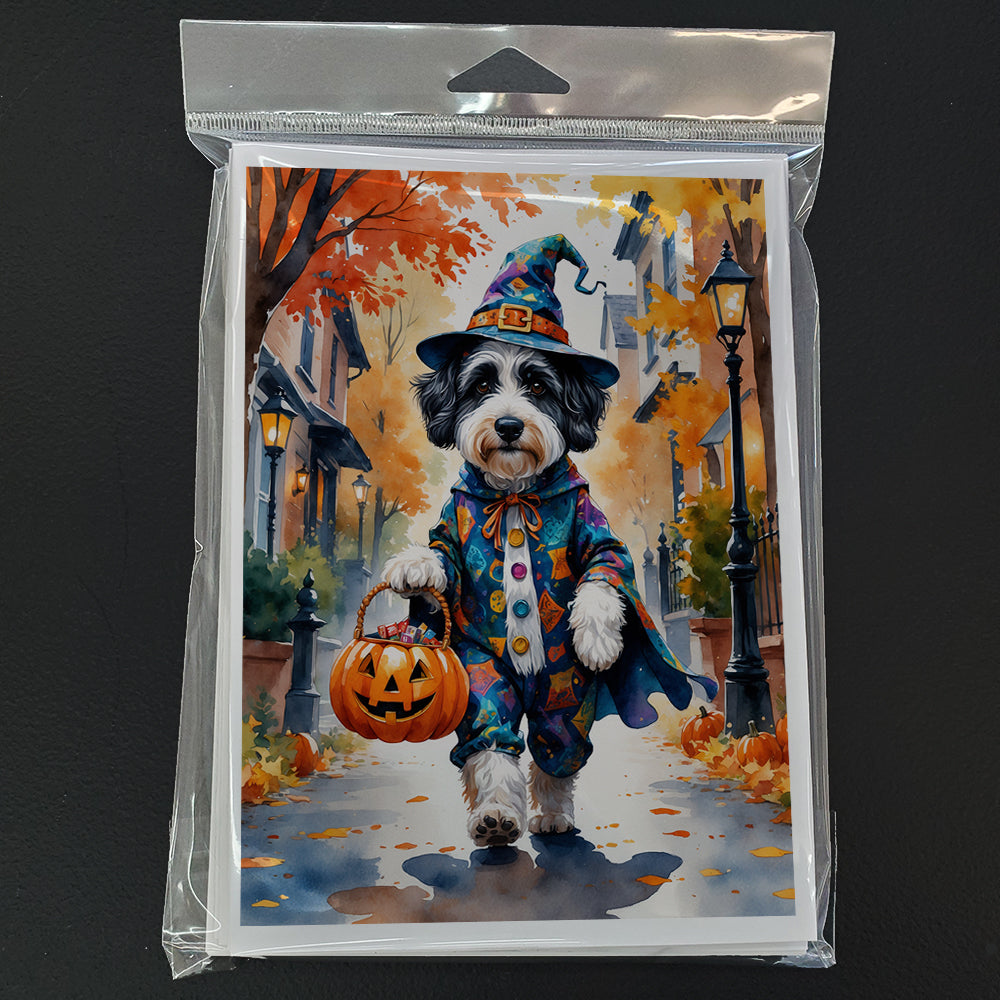 Bernedoodle Halloween Trick or Treat Greeting Cards Pack of 8