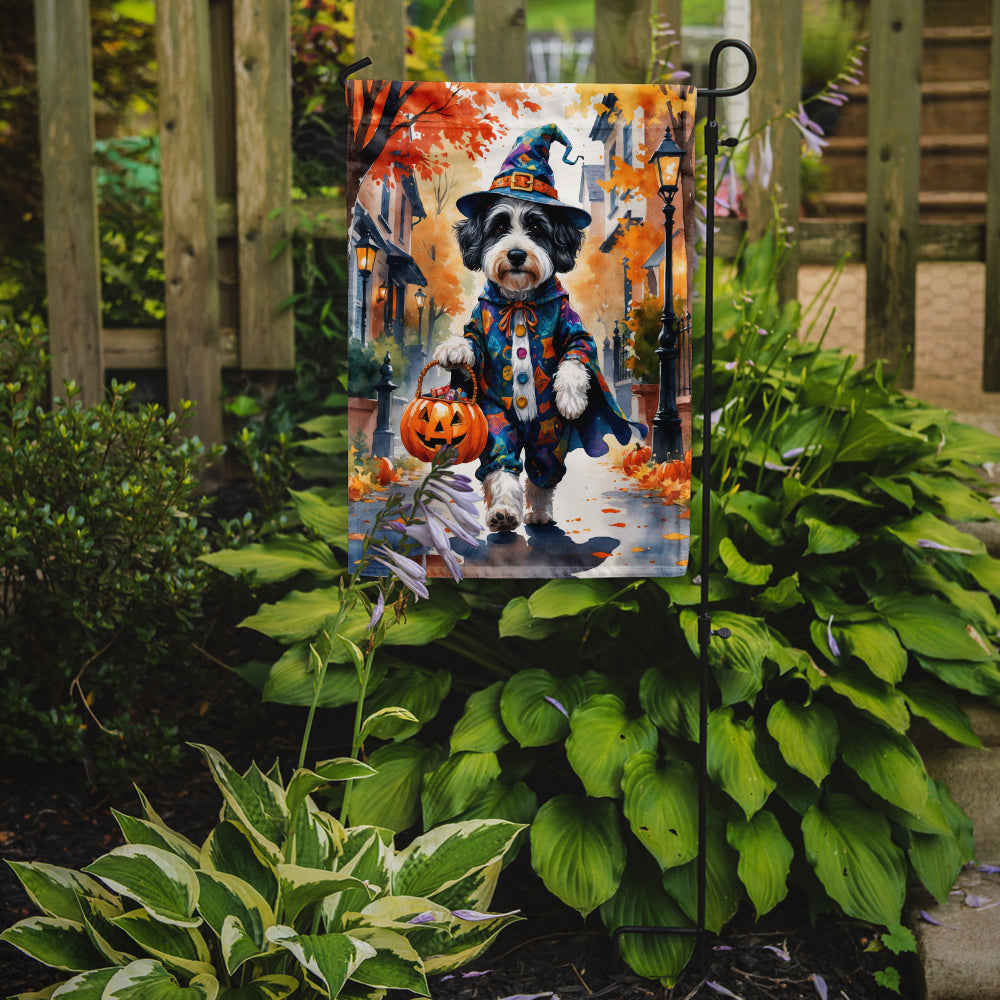 Bernedoodle Halloween Trick or Treat Garden Flag