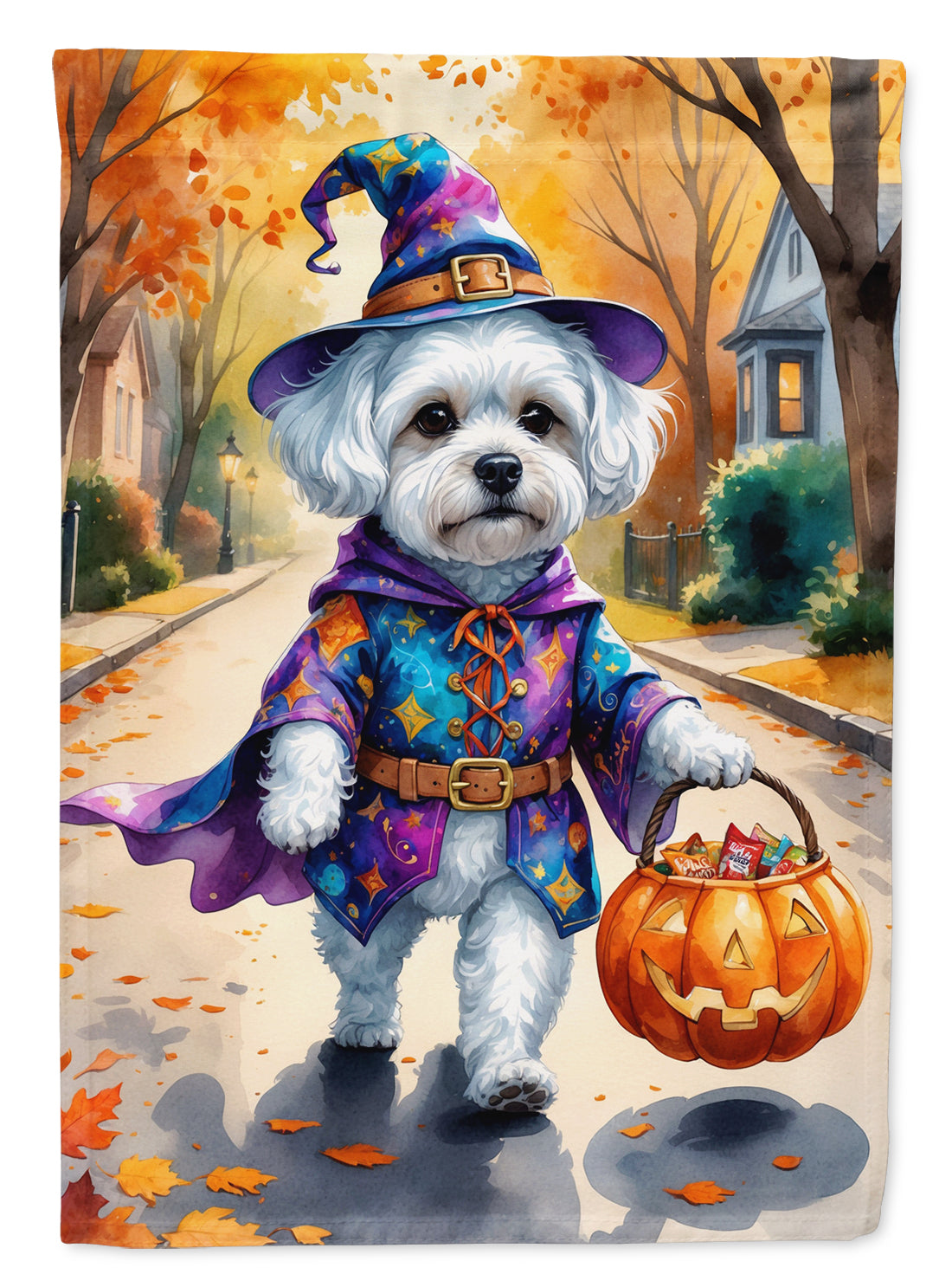Buy this Bichon Frise Halloween Trick or Treat House Flag
