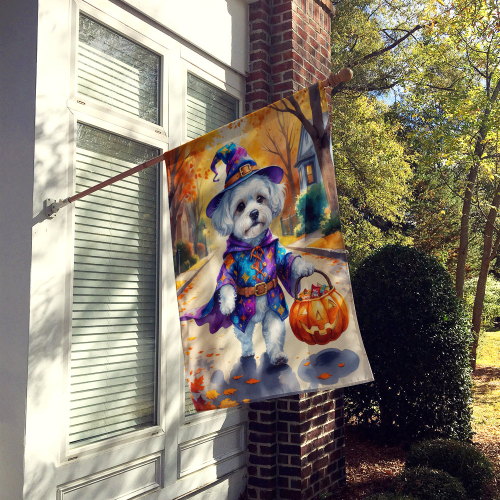 Bichon Frise Halloween Trick or Treat House Flag