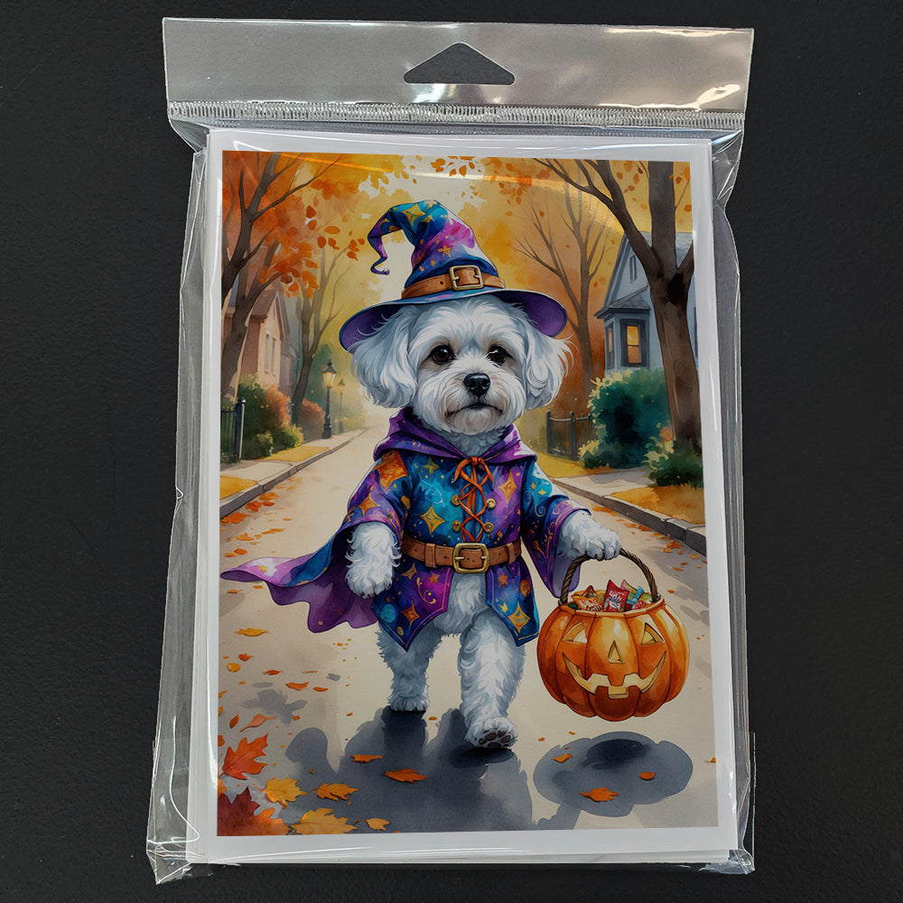 Bichon Frise Halloween Trick or Treat Greeting Cards Pack of 8