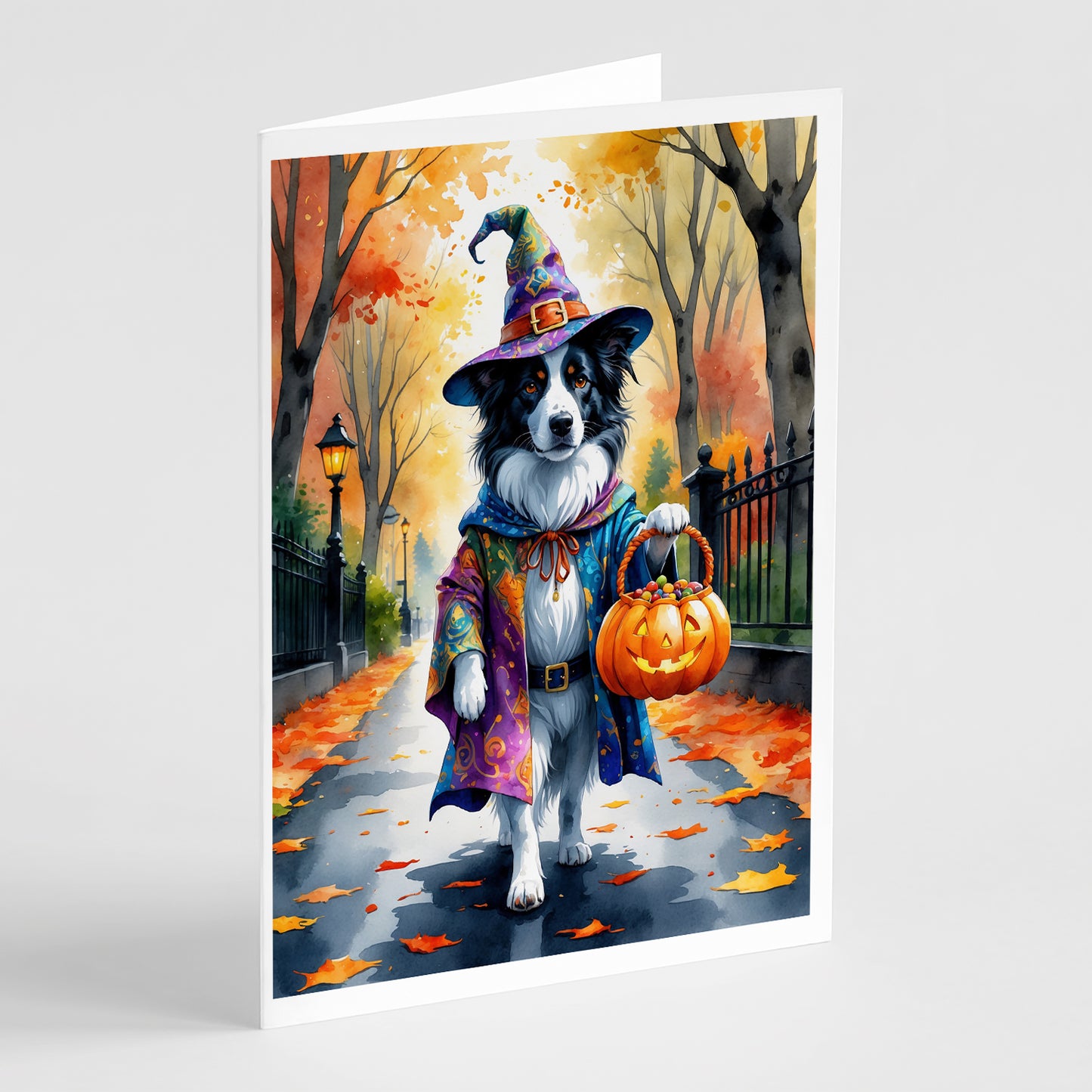 Buy this Border Collie Halloween Trick or Treat Greeting Cards Pack of 8