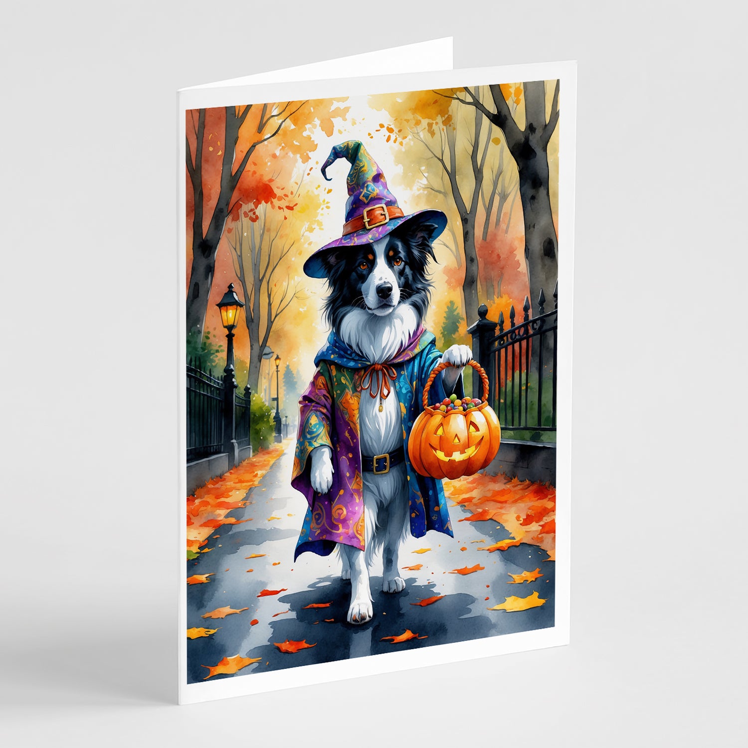 Buy this Border Collie Halloween Trick or Treat Greeting Cards Pack of 8