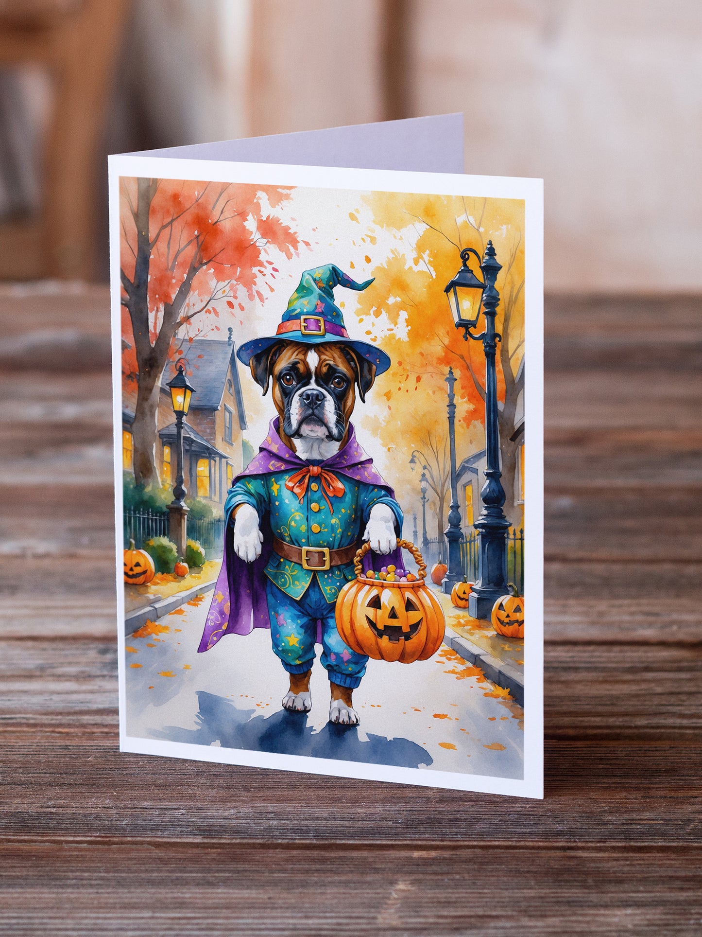Boxer Halloween Trick or Treat Greeting Cards Pack of 8