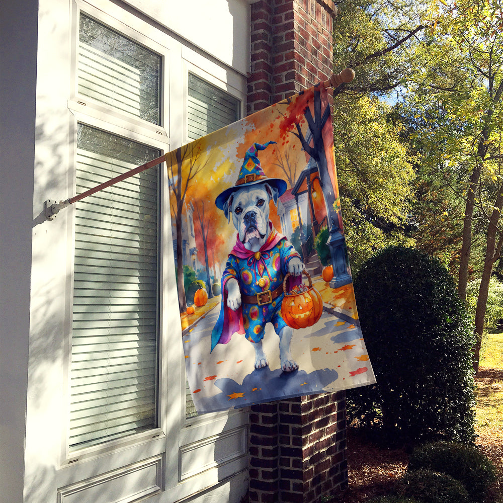 White Boxer Halloween Trick or Treat House Flag