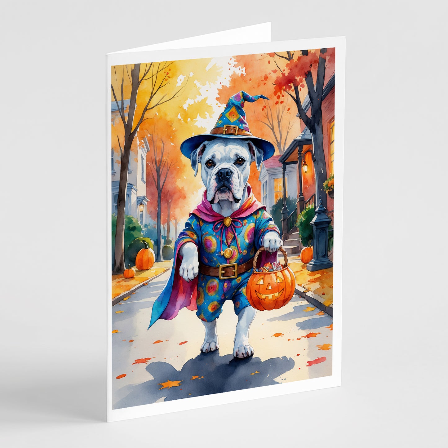Buy this White Boxer Halloween Trick or Treat Greeting Cards Pack of 8