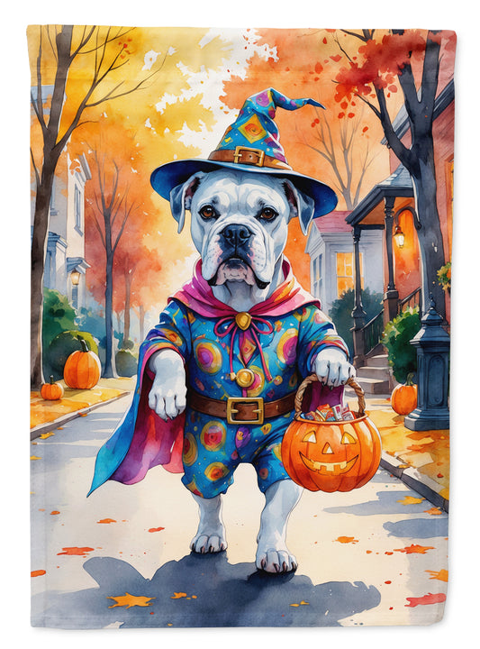Buy this White Boxer Halloween Trick or Treat Garden Flag