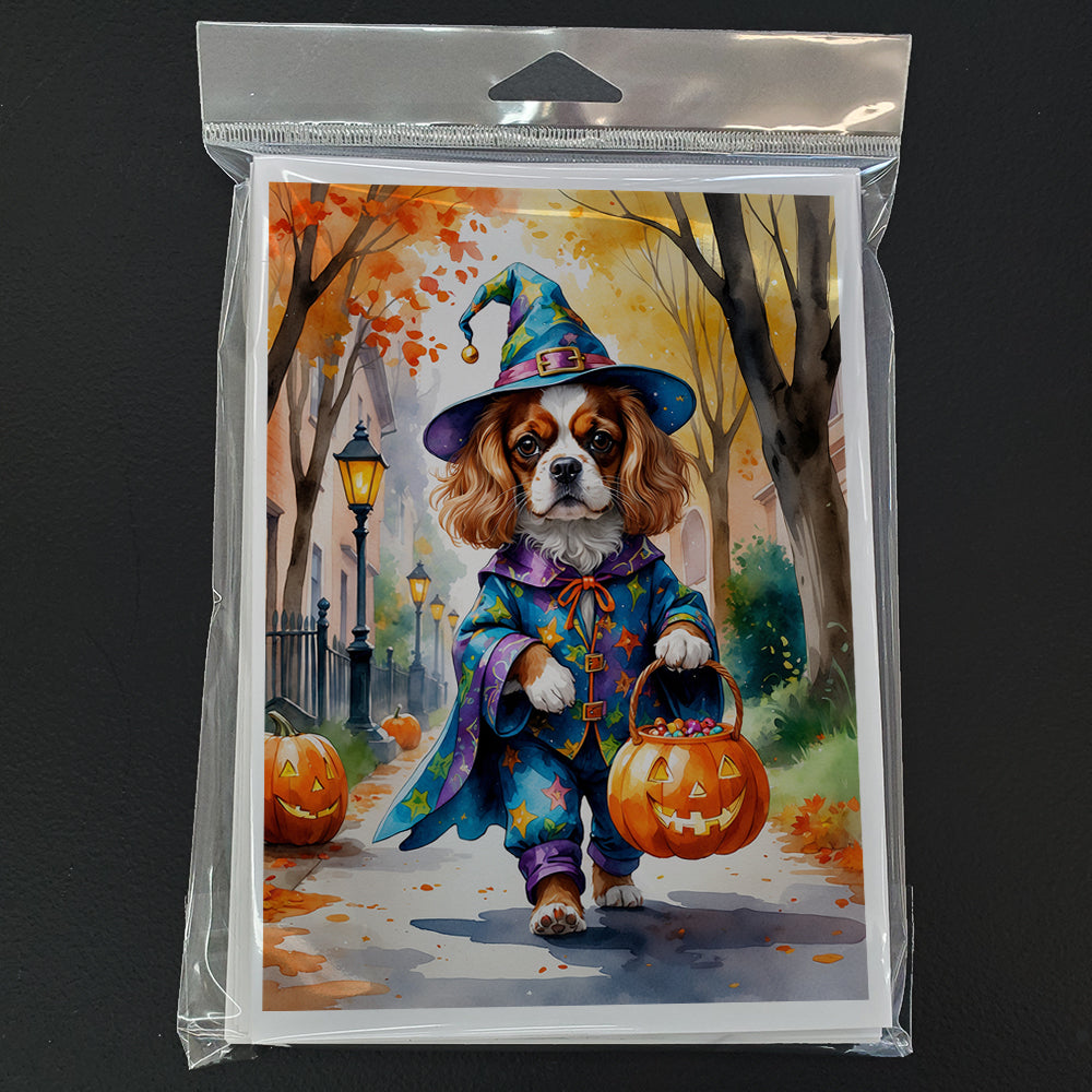 Cavalier Spaniel Halloween Trick or Treat Greeting Cards Pack of 8