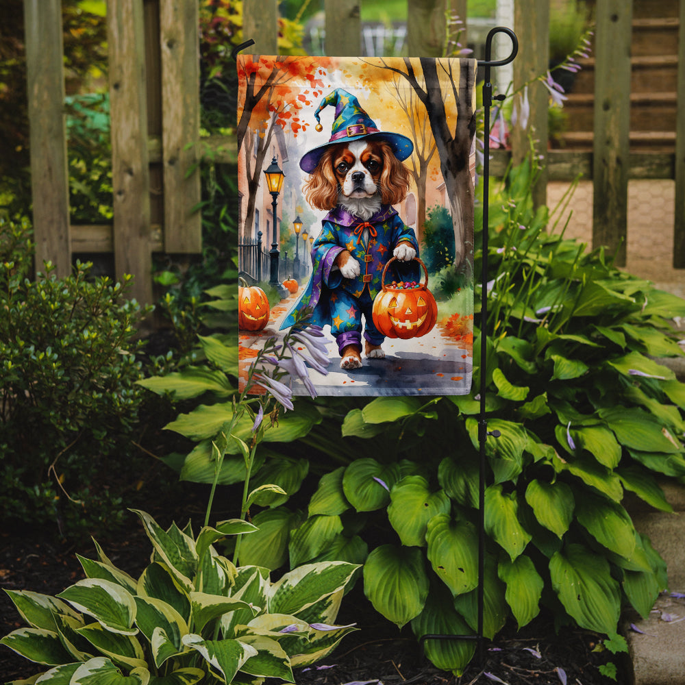 Cavalier Spaniel Halloween Trick or Treat Garden Flag