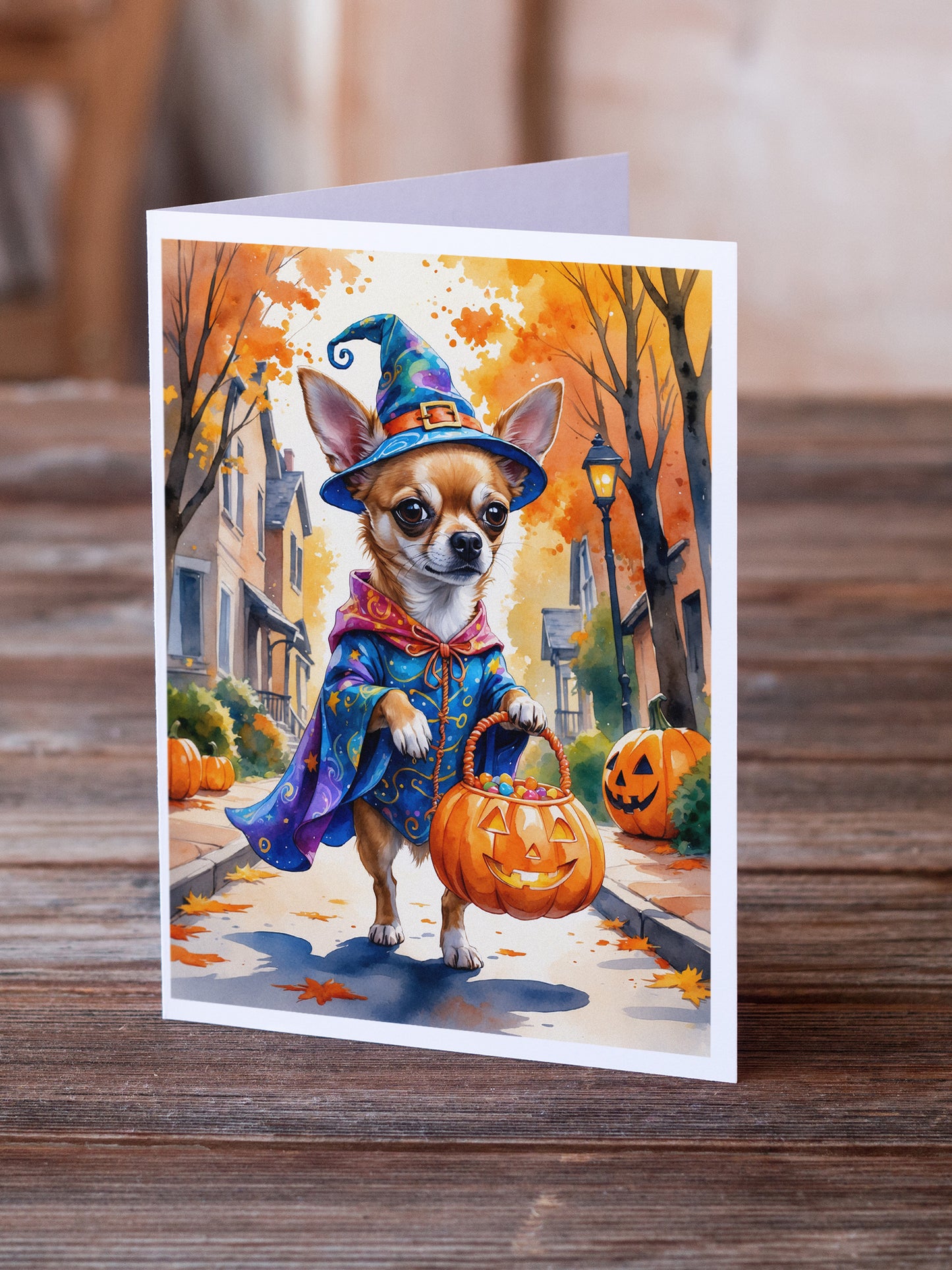 Chihuahua Halloween Trick or Treat Greeting Cards Pack of 8