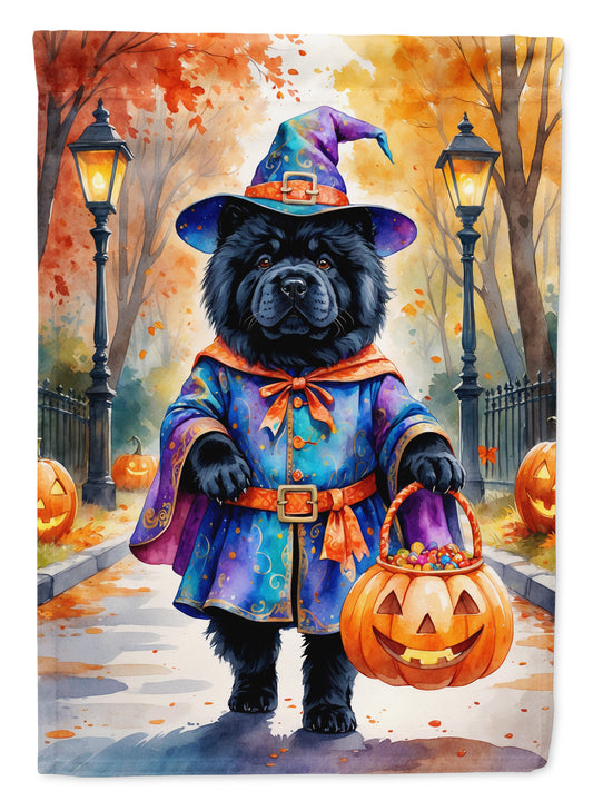 Buy this Black Chow Chow Halloween Trick or Treat House Flag