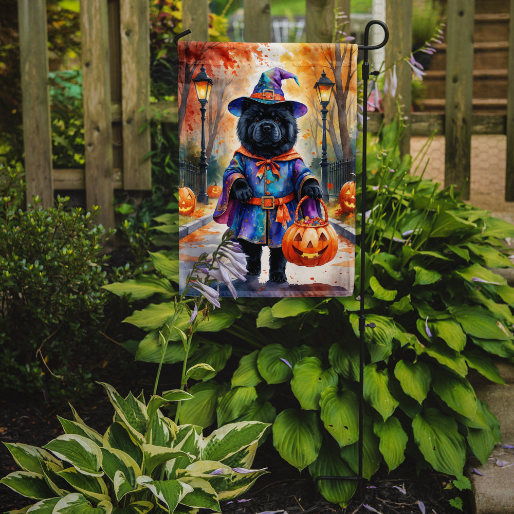 Black Chow Chow Halloween Trick or Treat Garden Flag