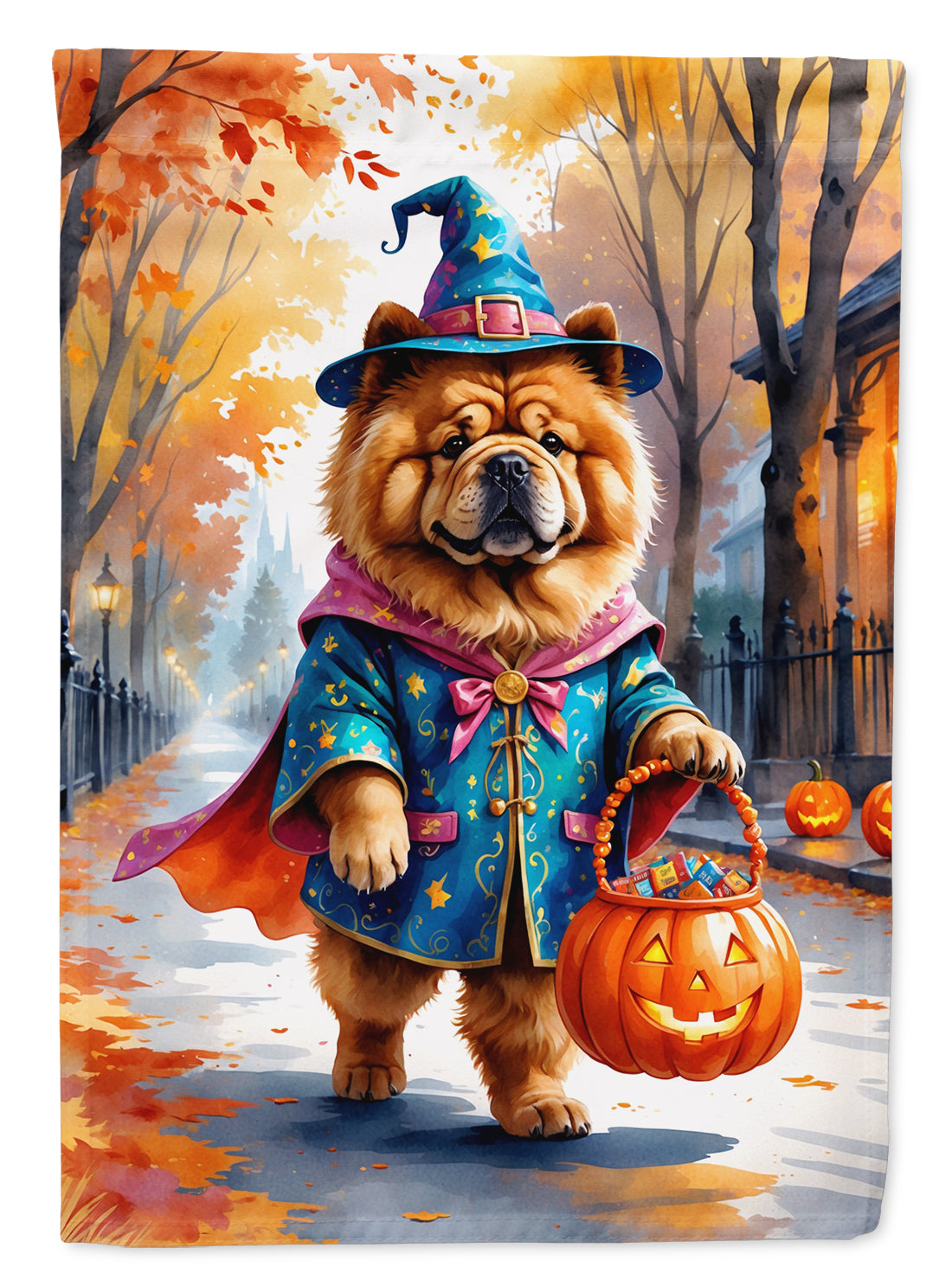 Buy this Chow Chow Halloween Trick or Treat House Flag