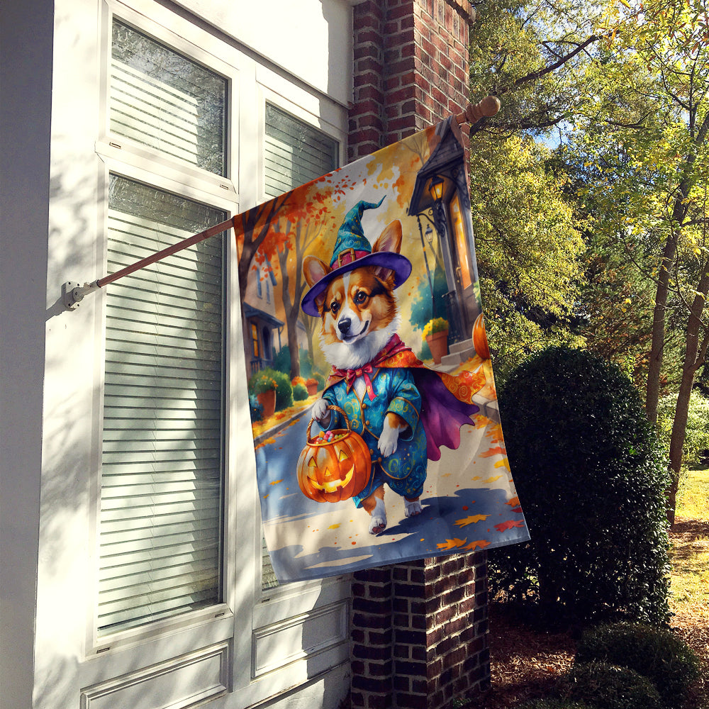 Corgi Halloween Trickor Treat House Flag