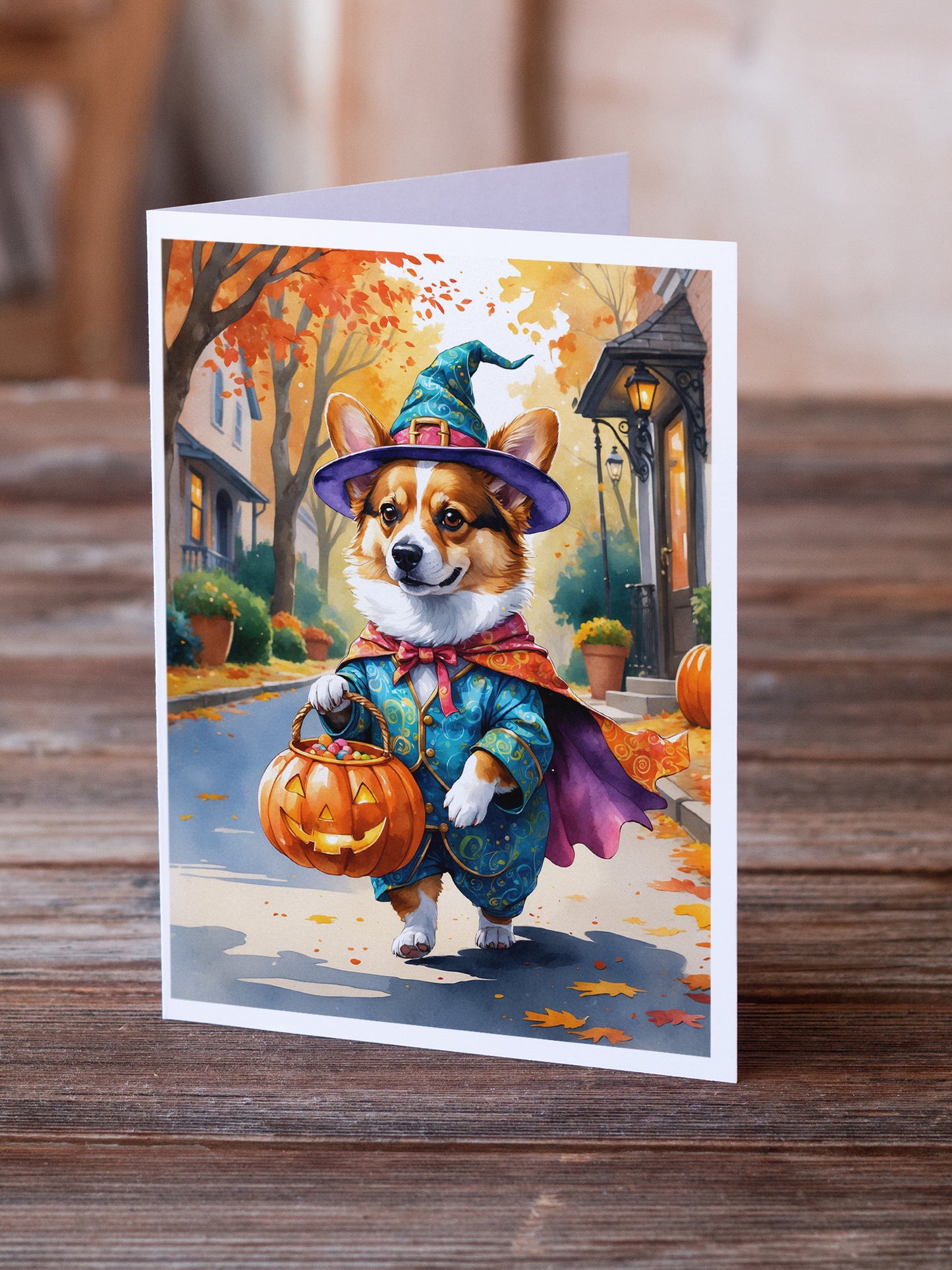 Corgi Halloween Trickor Treat Greeting Cards Pack of 8