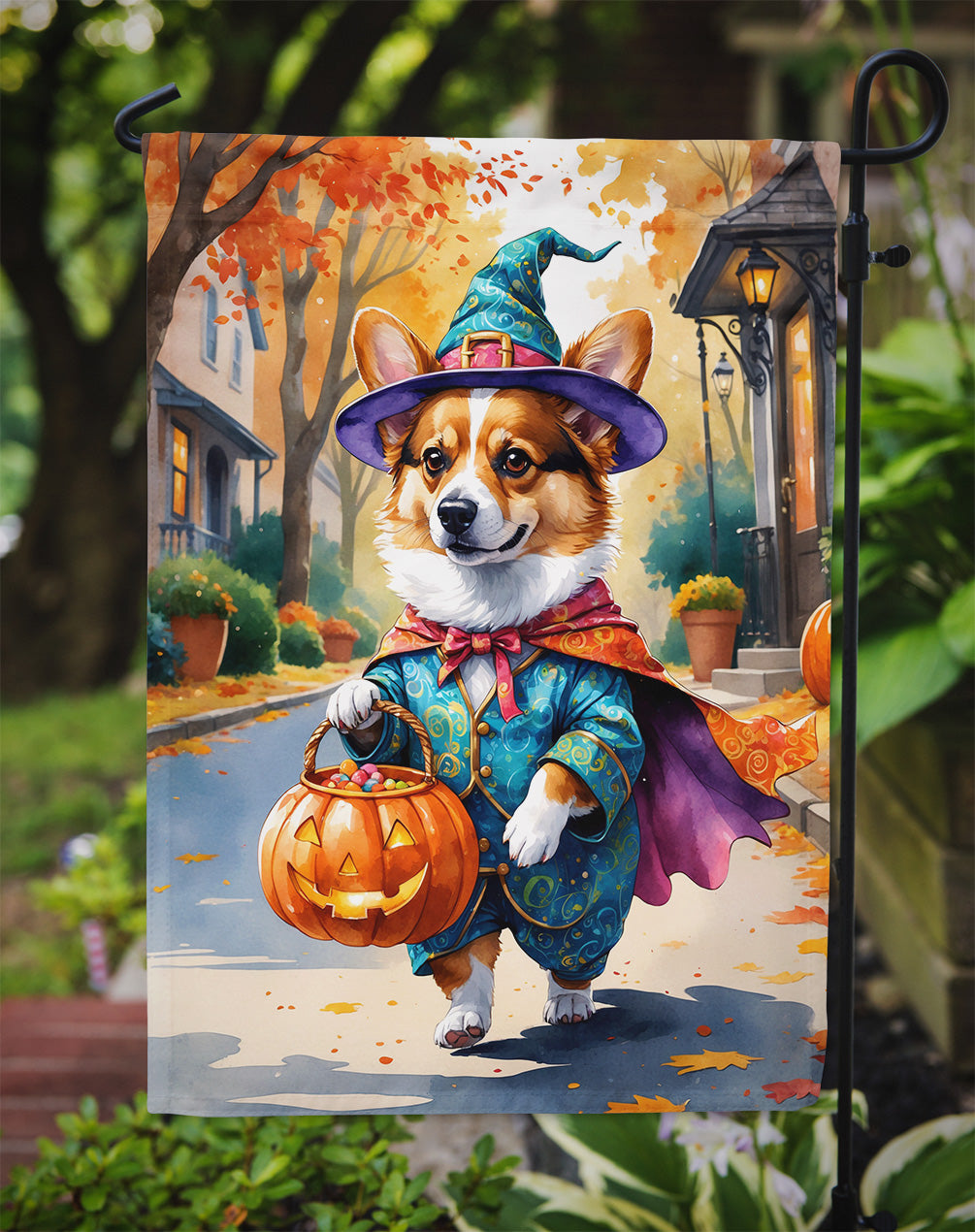 Corgi Halloween Trickor Treat Garden Flag