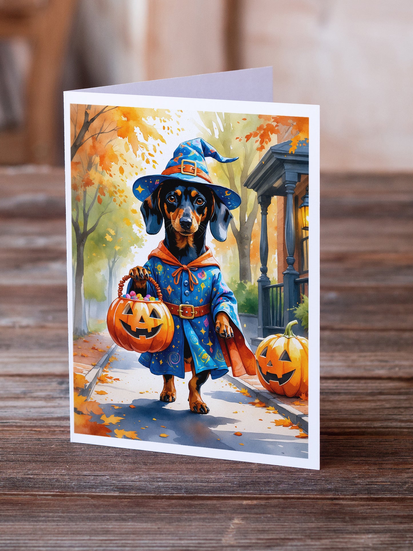 Dachshund Halloween Trick or Treat Greeting Cards Pack of 8