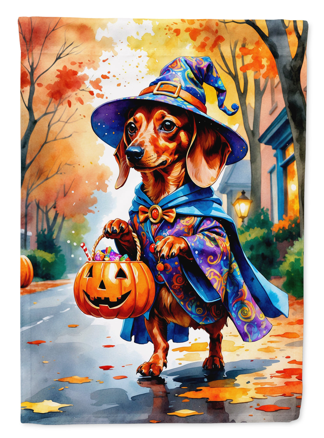 Buy this Red Dachshund Halloween Trick or Treat House Flag