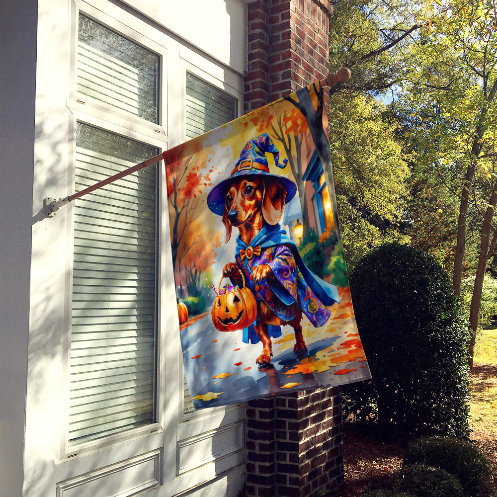 Red Dachshund Halloween Trick or Treat House Flag