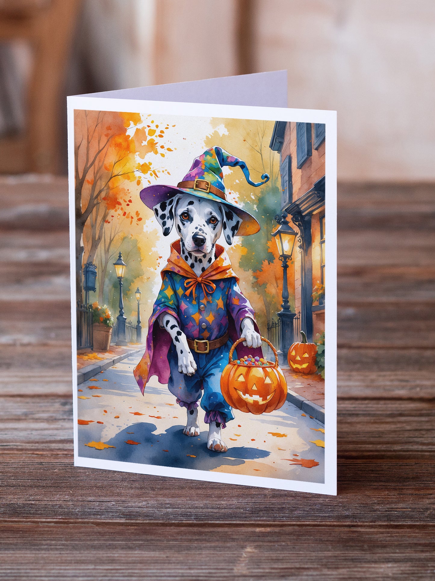 Dalmatian Halloween Trick or Treat Greeting Cards Pack of 8