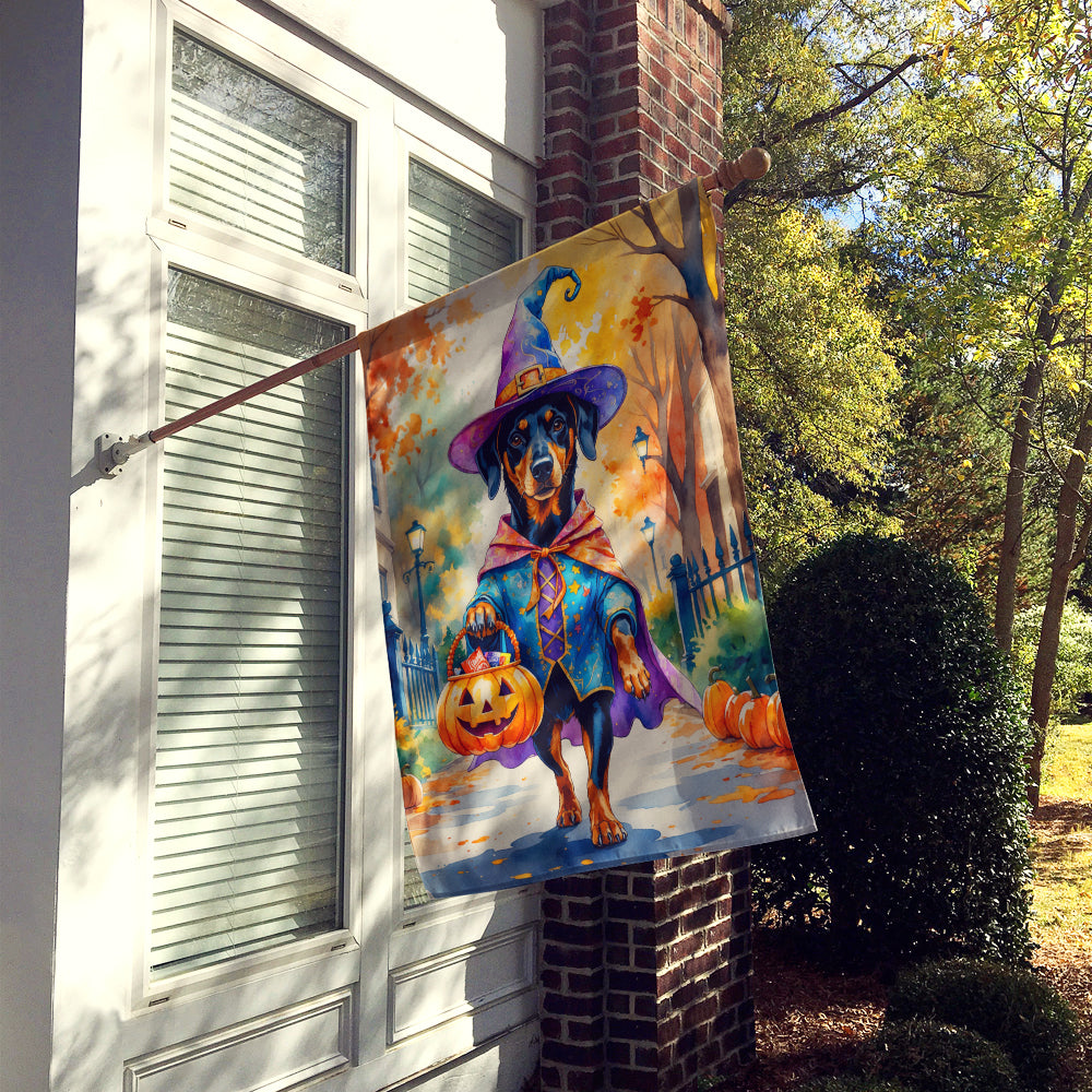 Doberman Pinscher Halloween Trick or Treat House Flag
