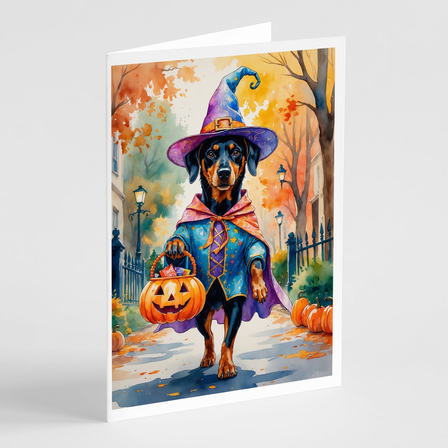 Buy this Doberman Pinscher Halloween Trick or Treat Greeting Cards Pack of 8