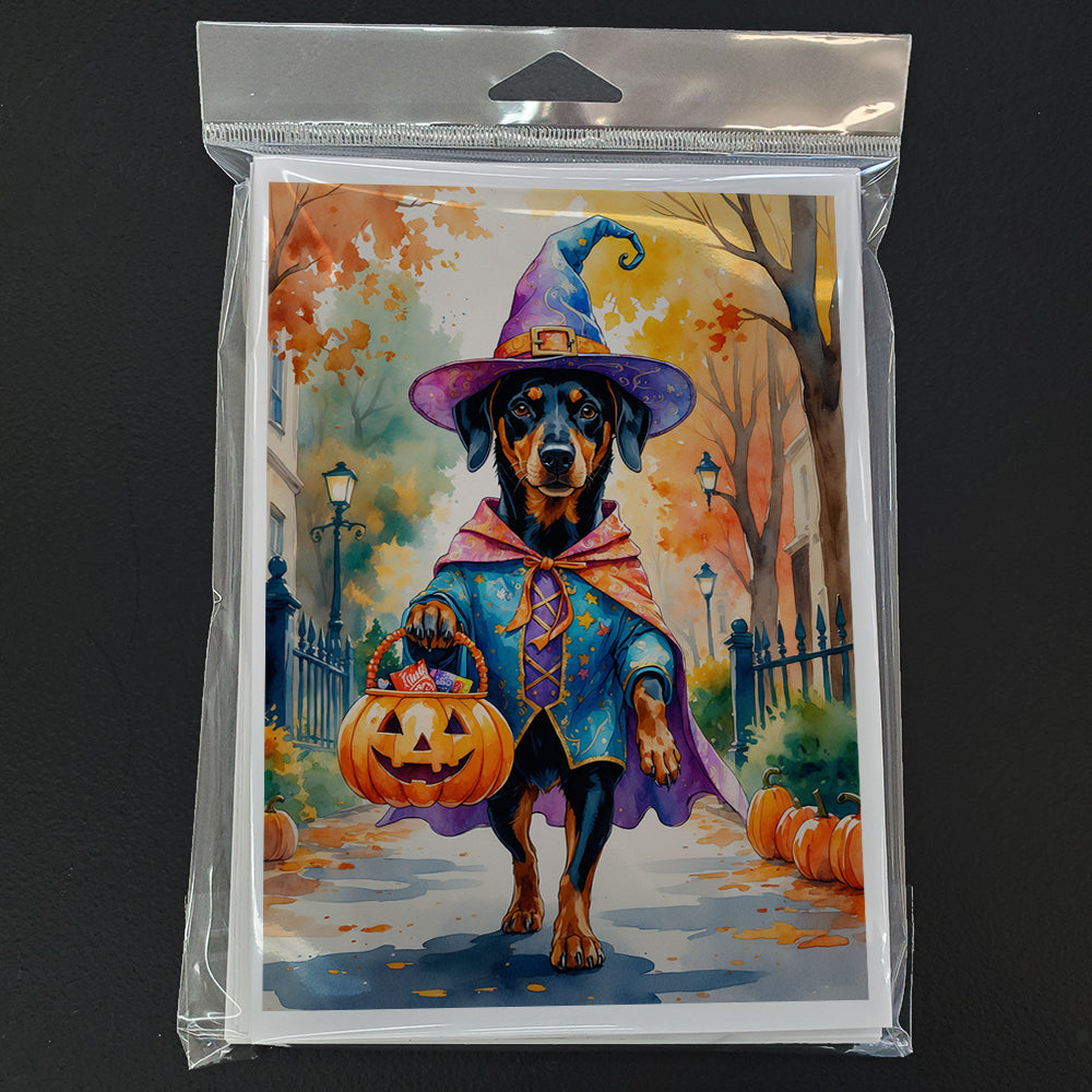 Doberman Pinscher Halloween Trick or Treat Greeting Cards Pack of 8
