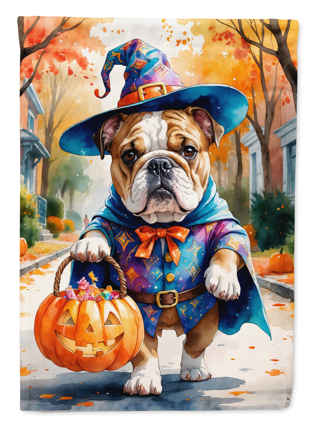 Buy this English Bulldog Halloween Trick or Treat House Flag