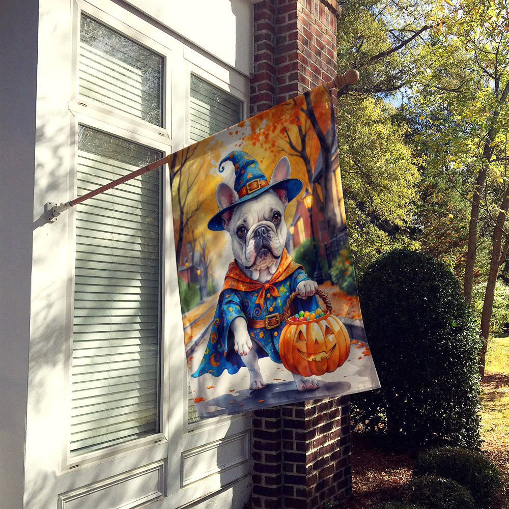 White French Bulldog Halloween Trick or Treat House Flag