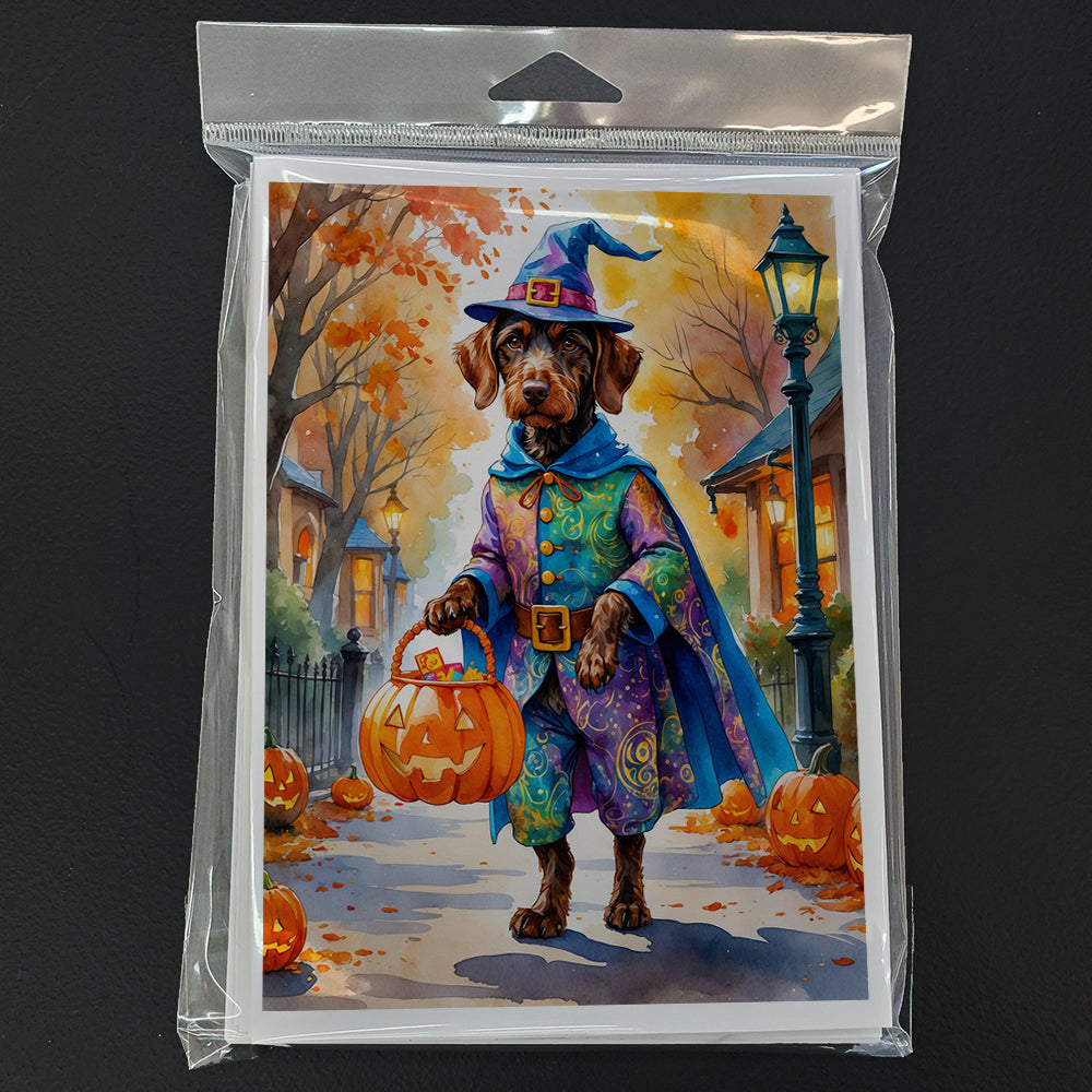 German Wirehaired Pointer Halloween Trick or Treat Greeting Cards Pack of 8
