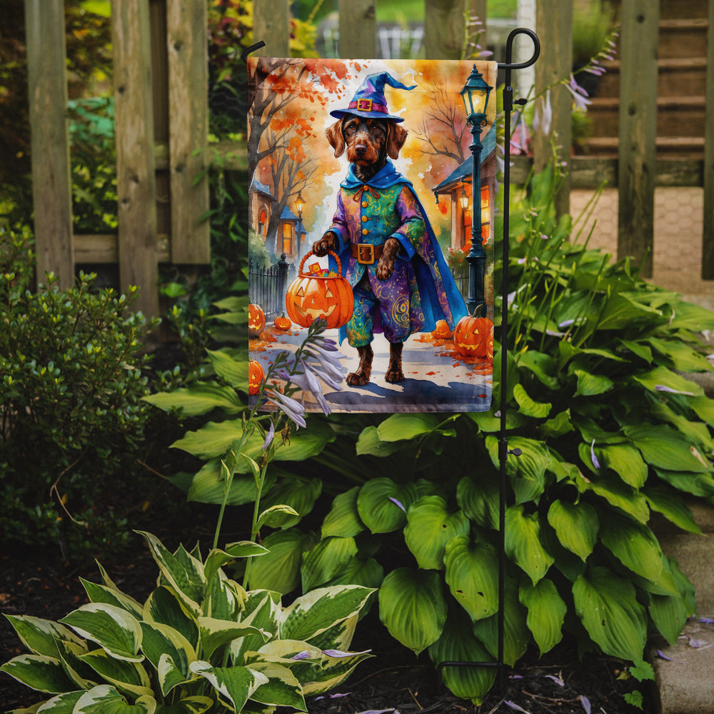 German Wirehaired Pointer Halloween Trick or Treat Garden Flag