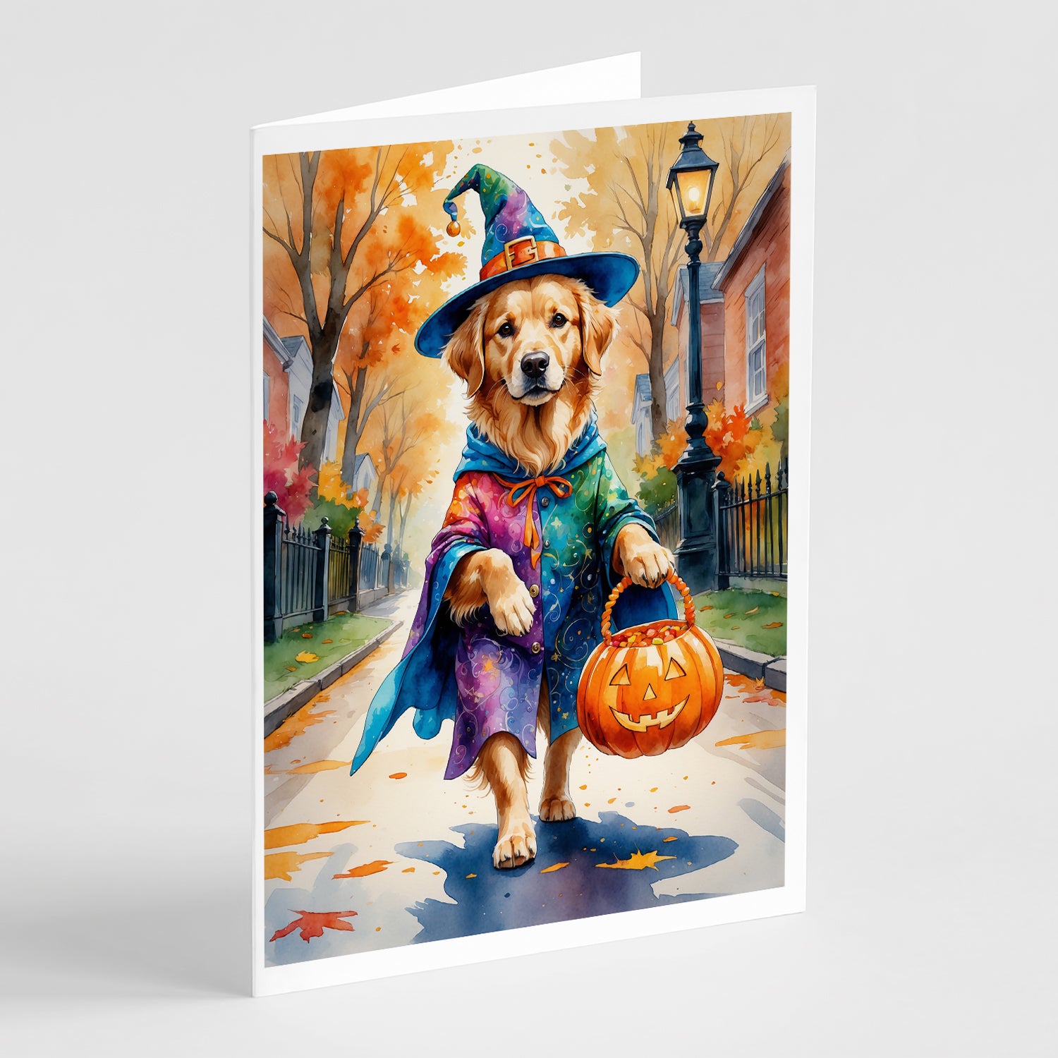 Buy this Golden Retriever Halloween Trick or Treat Greeting Cards Pack of 8