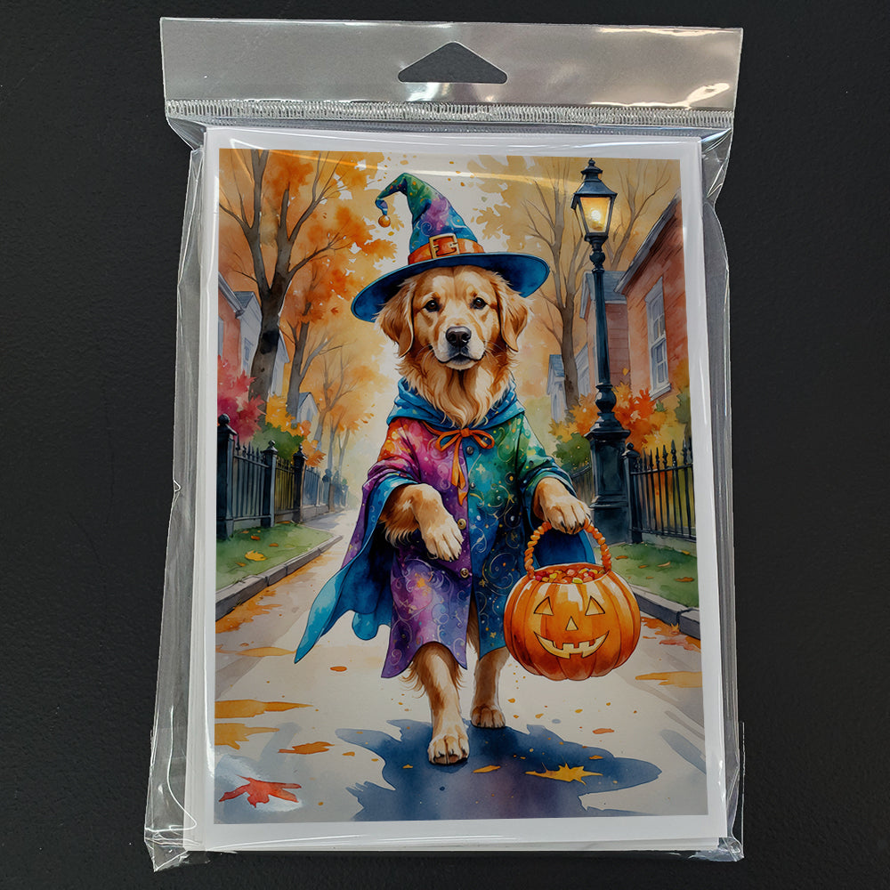 Golden Retriever Halloween Trick or Treat Greeting Cards Pack of 8