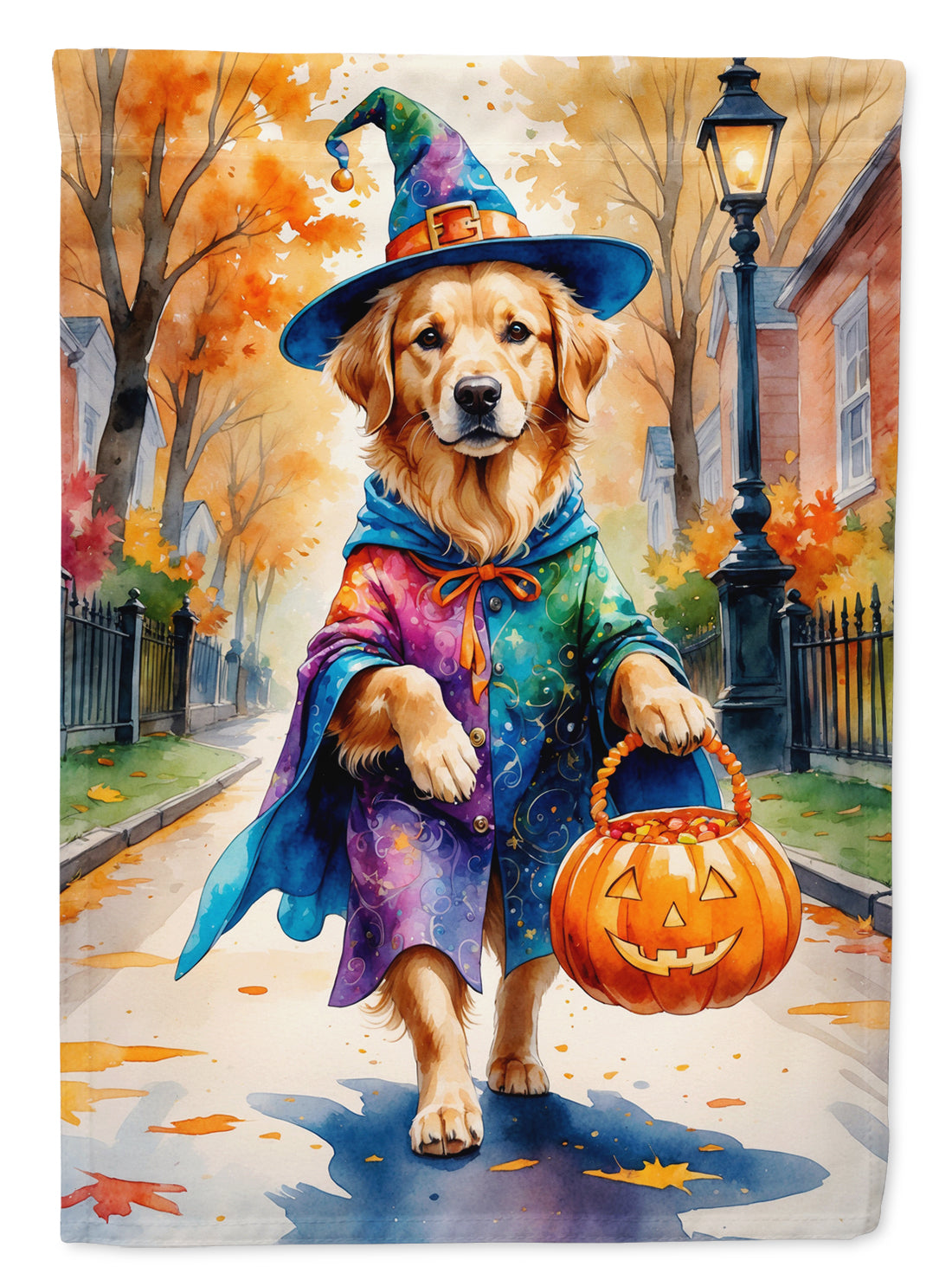Buy this Golden Retriever Halloween Trick or Treat Garden Flag