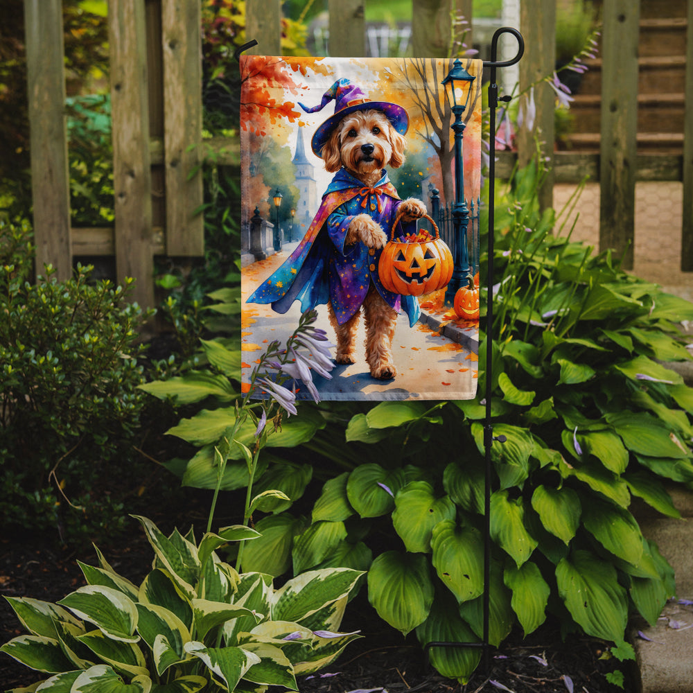 Goldendoodle Halloween Trick or Treat Garden Flag