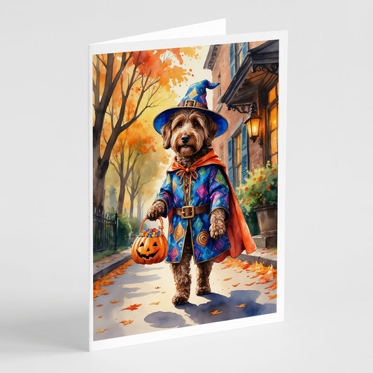 Buy this Chocolate Labradoodle Halloween Trick or Treat Greeting Cards Pack of 8