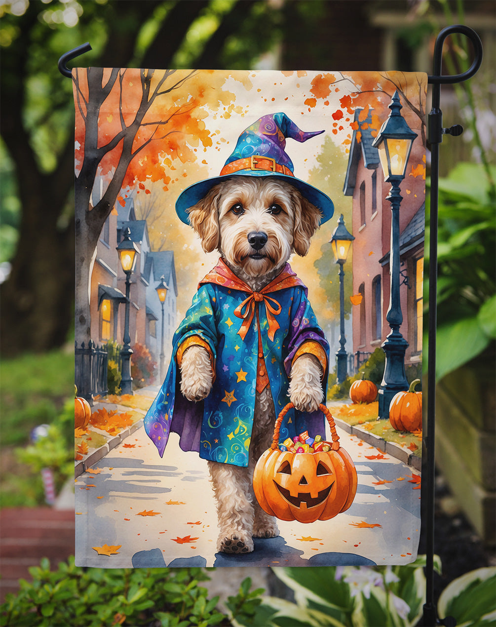 Labradoodle Halloween Trick or Treat Garden Flag