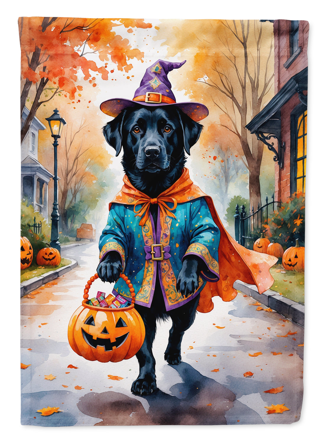 Buy this Black Labrador Retriever Halloween Trick or Treat Garden Flag