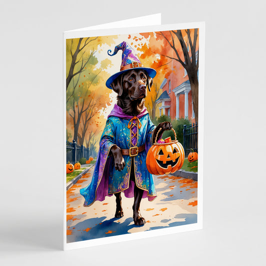 Buy this Chocolate Labrador Retriever Halloween Trick or Treat Greeting Cards Pack of 8