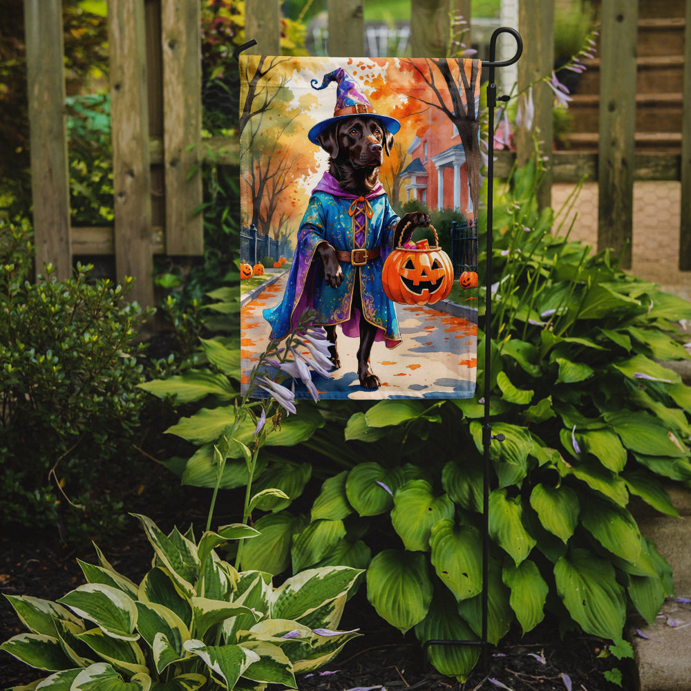 Chocolate Labrador Retriever Halloween Trick or Treat Garden Flag