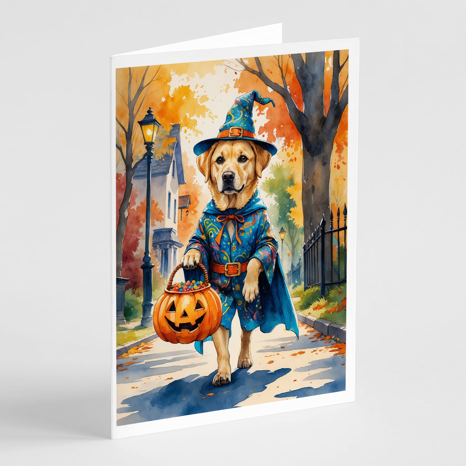 Buy this Yellow Labrador Retriever Halloween Trick or Treat Greeting Cards Pack of 8