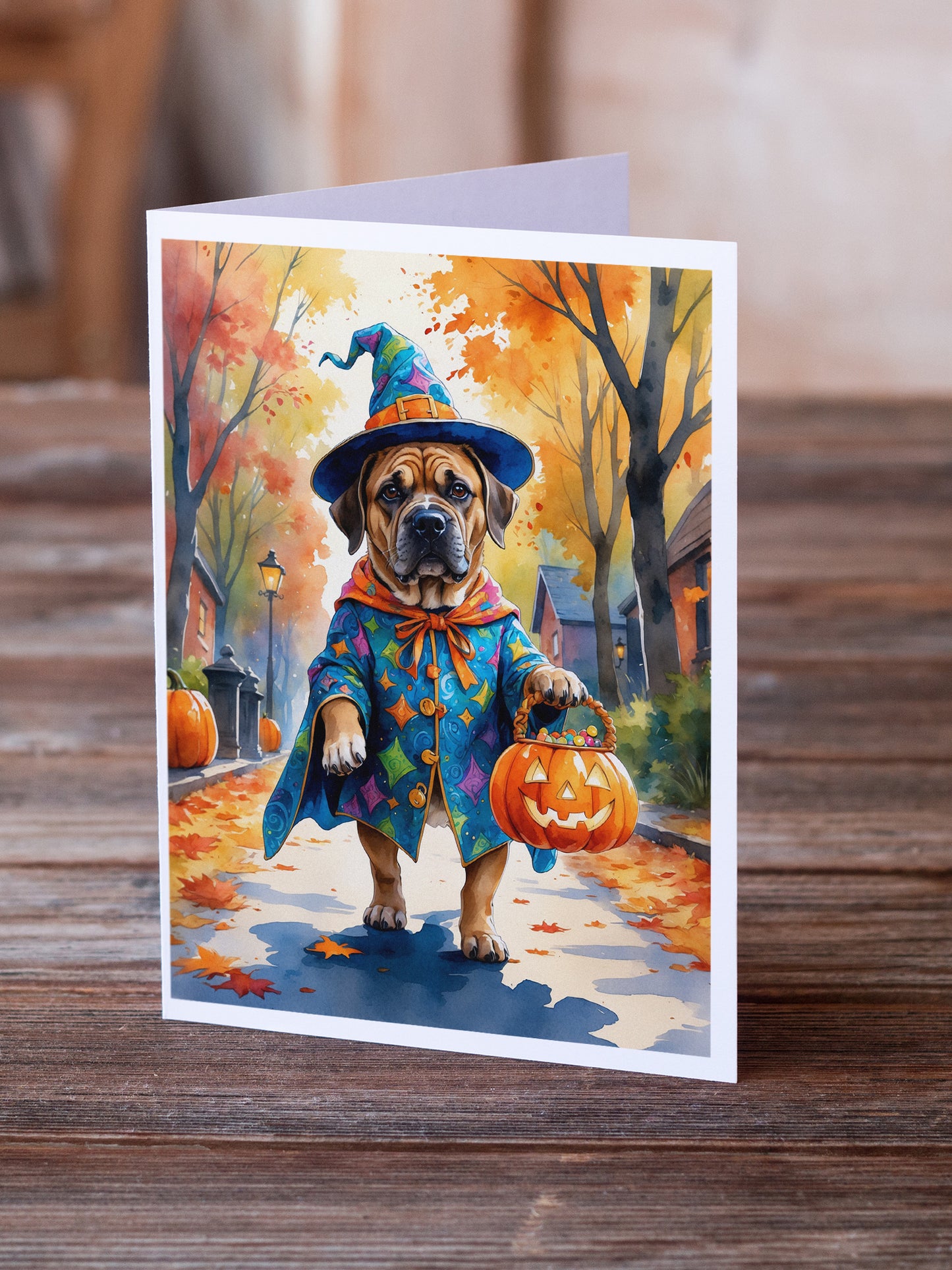 Mastiff Halloween Trick or Treat Greeting Cards Pack of 8