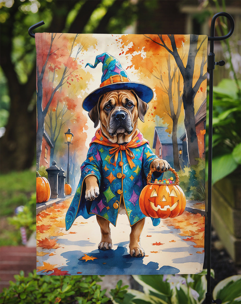Mastiff Halloween Trick or Treat Garden Flag