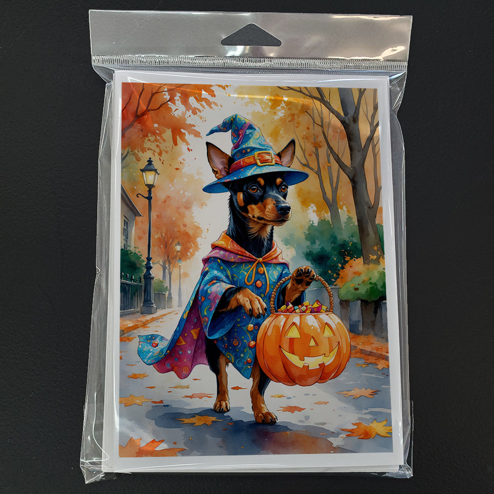Miniature Pinscher Halloween Trick or Treat Greeting Cards Pack of 8