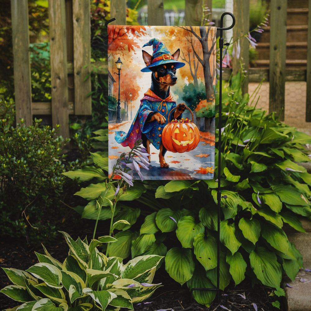 Miniature Pinscher Halloween Trick or Treat Garden Flag