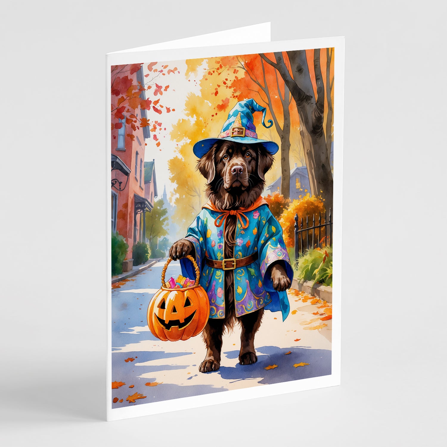 Buy this Chocolate Newfoundland Halloween Trick or Treat Greeting Cards Pack of 8