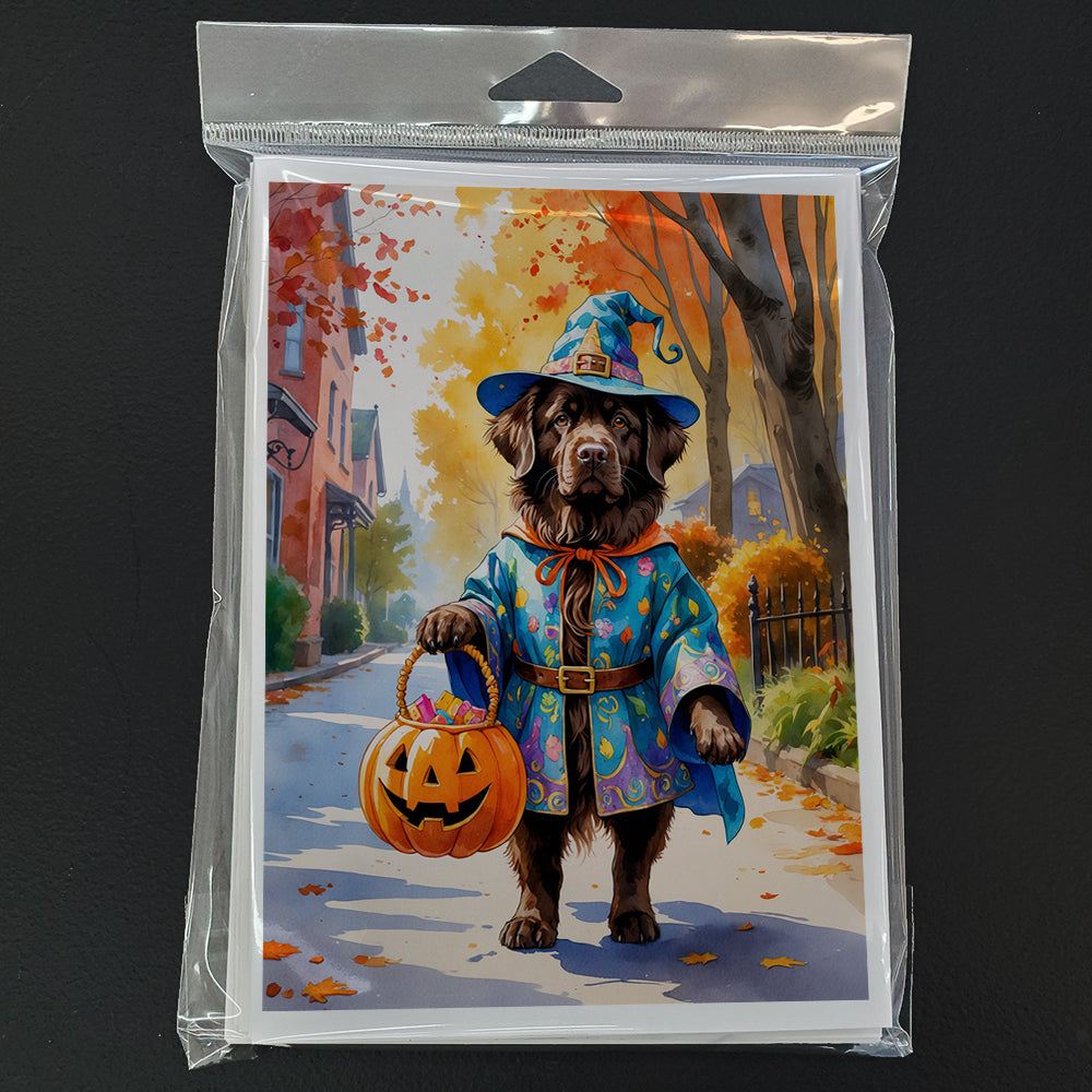 Chocolate Newfoundland Halloween Trick or Treat Greeting Cards Pack of 8