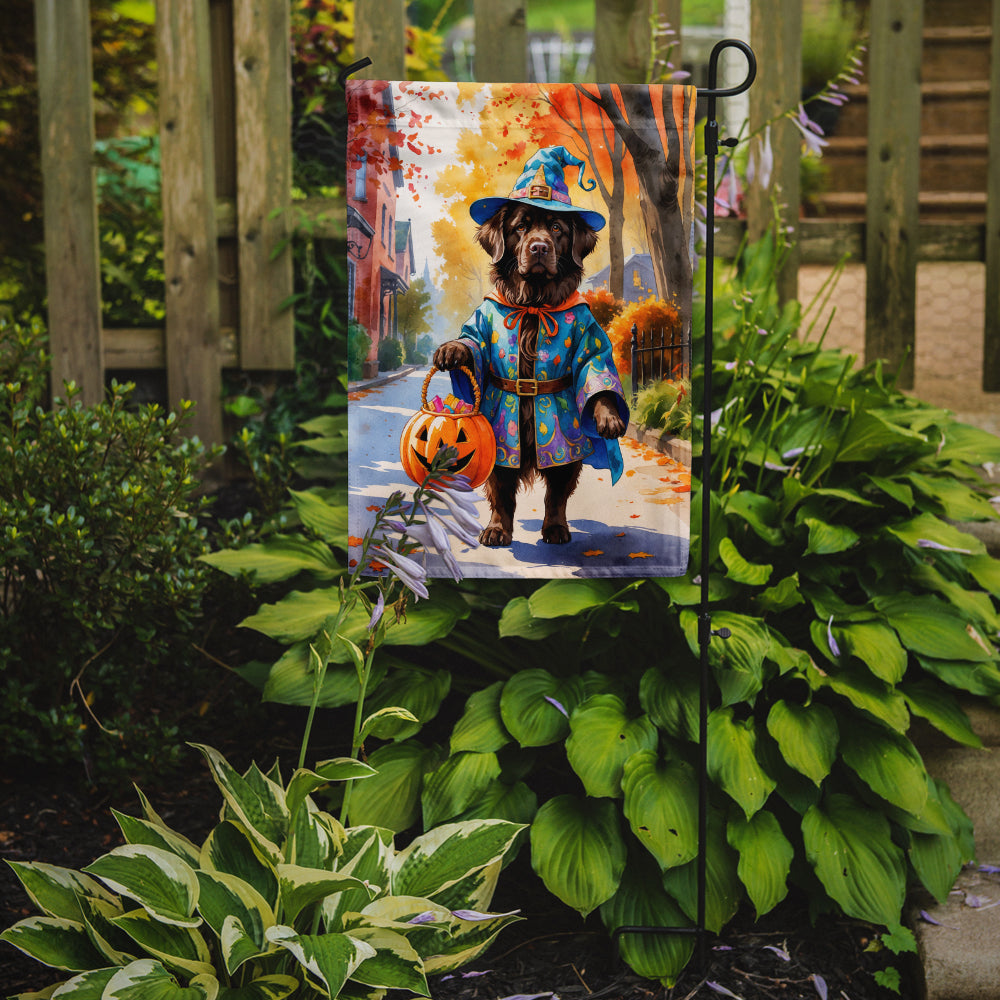 Chocolate Newfoundland Halloween Trick or Treat Garden Flag