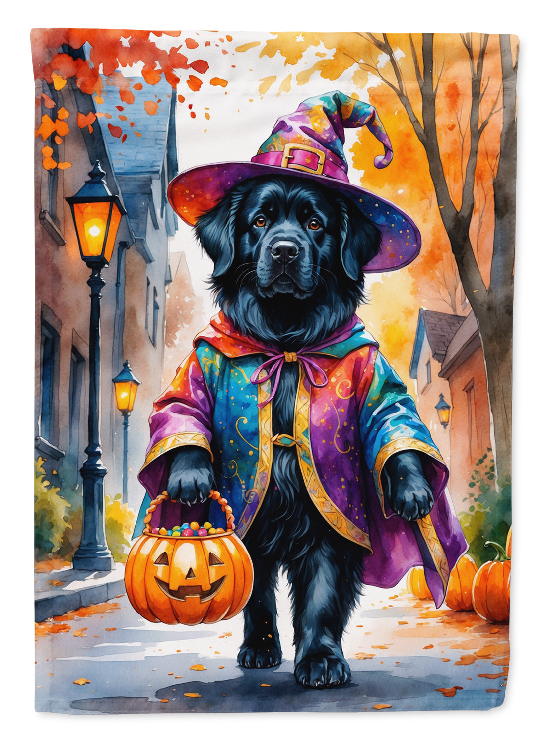 Buy this Newfoundland Halloween Trick or Treat Garden Flag
